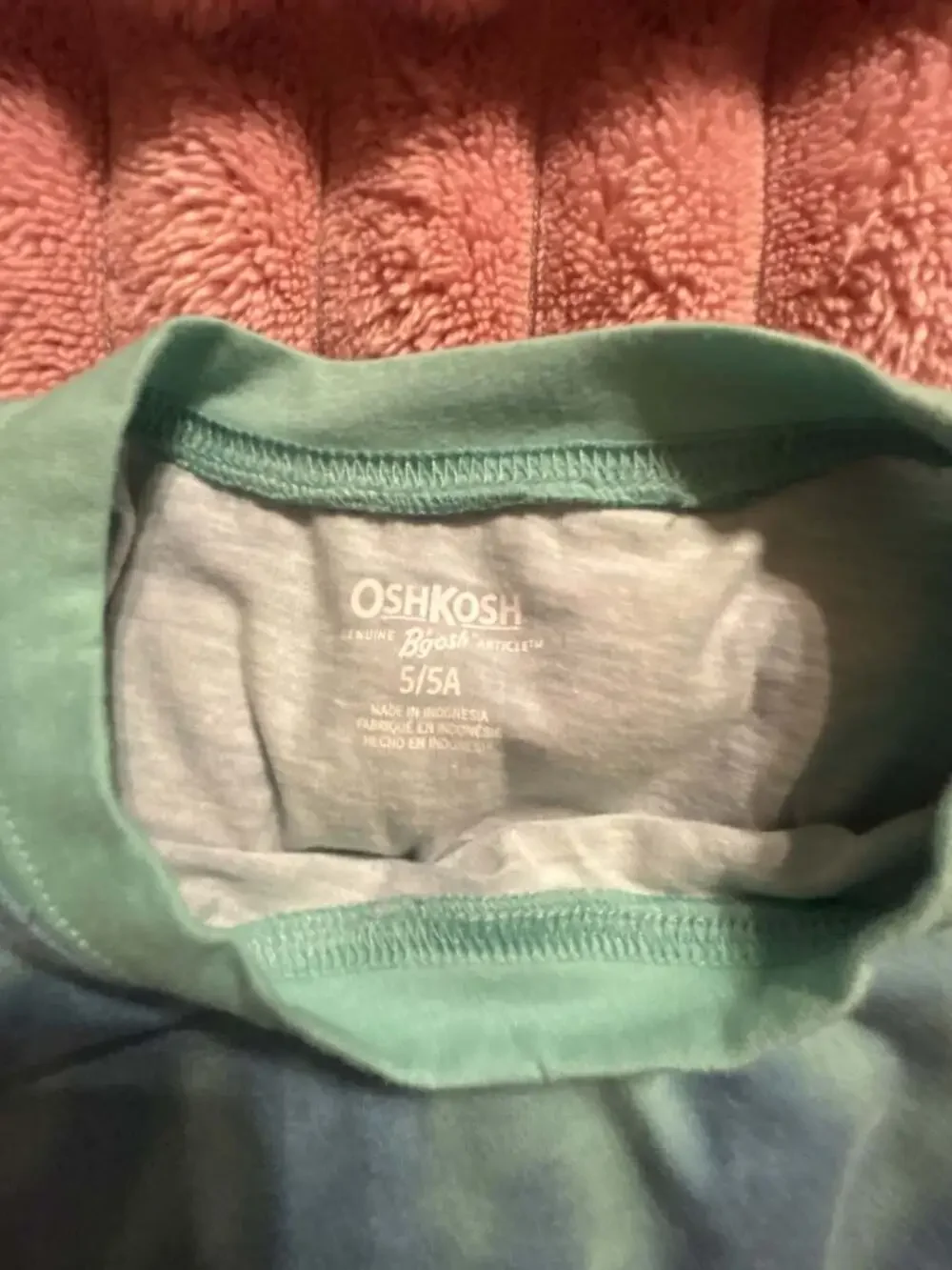 OshKosh B'gosh Blue Green Tie Dye Short Sleeve T-Shirt Size 5 5A